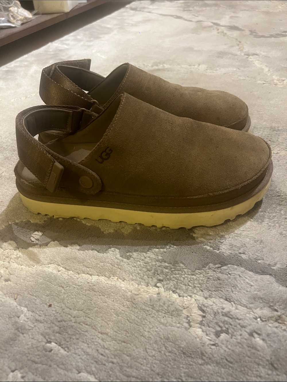 UGG Goldenstar women’s  Brown Suede Slingback Clog with Cream Sole